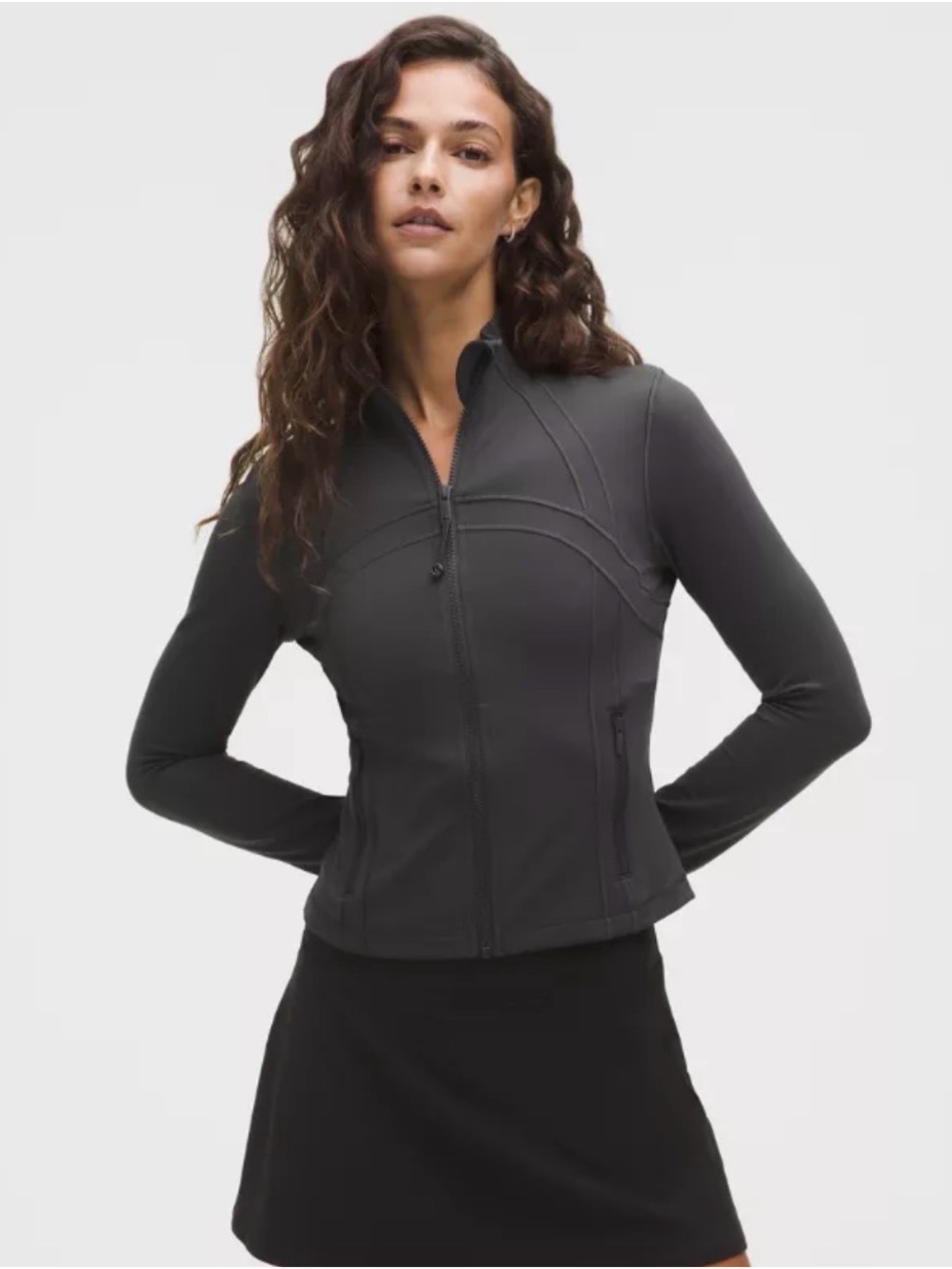 EUC Lululemon Women's Define Jacket Nulu Cropped Black Sz 14 Pockets Yoga Run